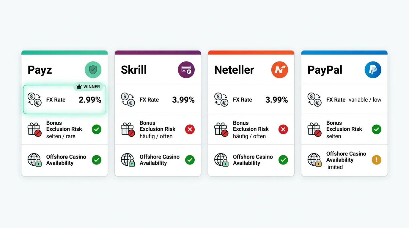 Vergleich der E-Wallets ecoPayz, Skrill, Neteller und PayPal für Online-Casino-Zahlungen