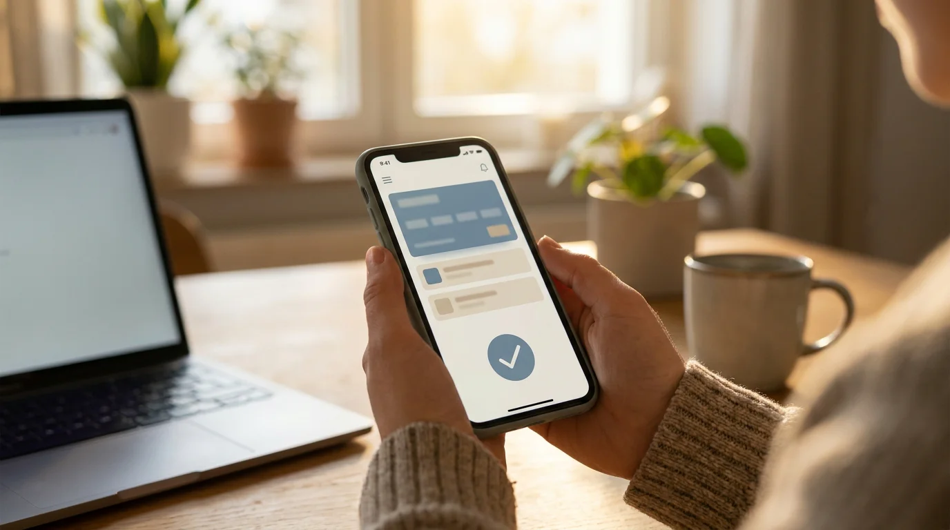 Person bestätigt eine Casino-Einzahlung per Banküberweisung am Smartphone