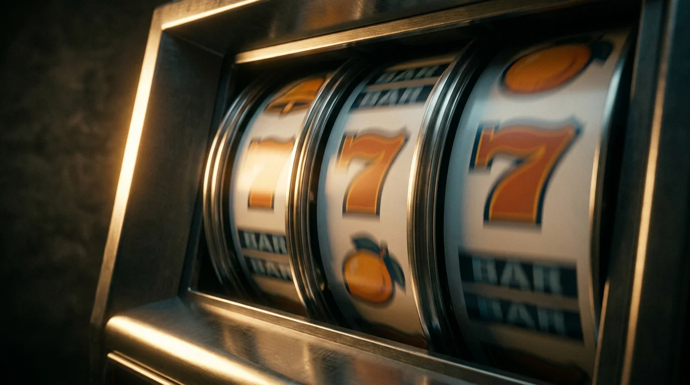 Generische Walzen eines Spielautomaten ohne erkennbare Marke als Sinnbild für ungedrosseltes Spiel