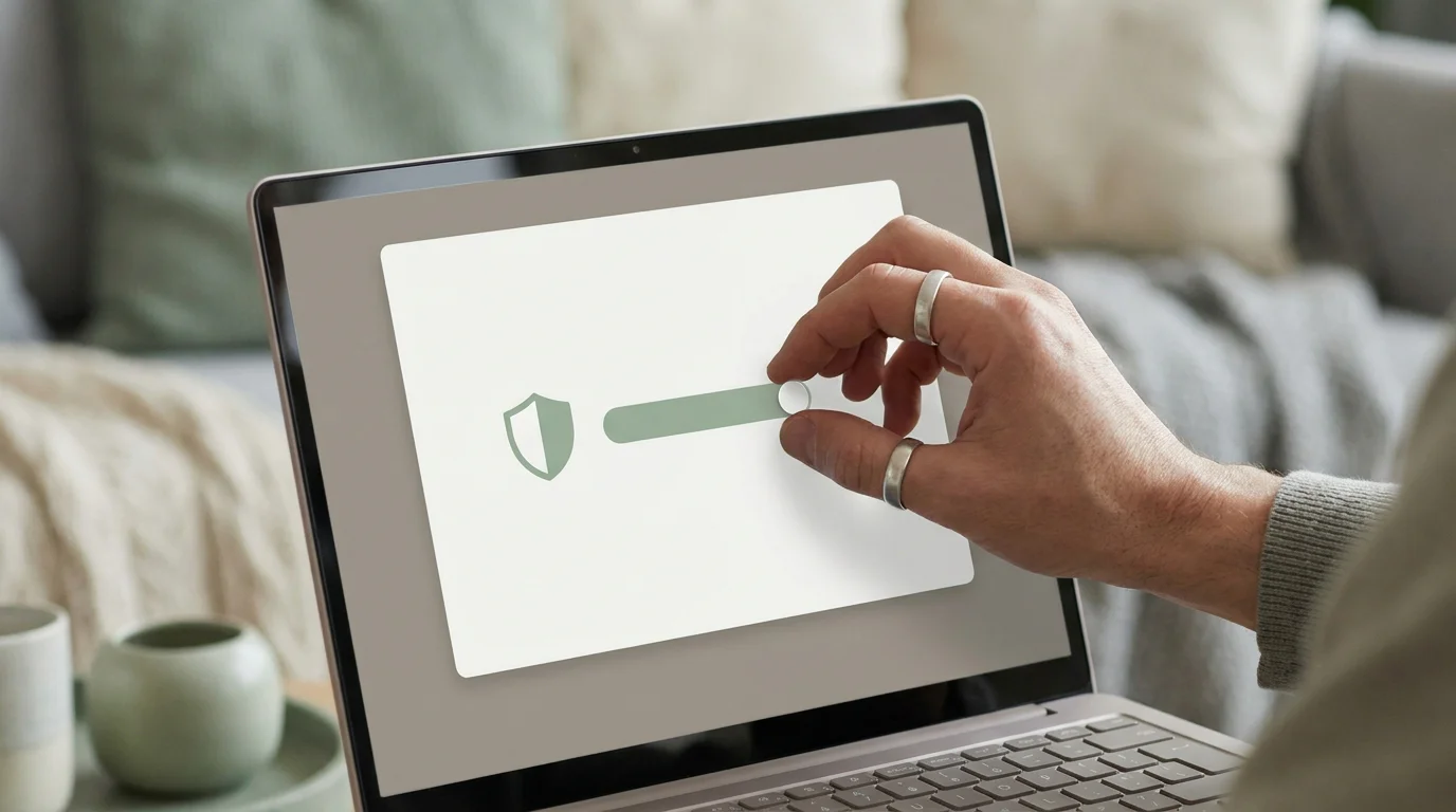 Hand stellt am Laptop ein Einzahlungslimit ein als Sinnbild für Spielerschutz in Deutschland