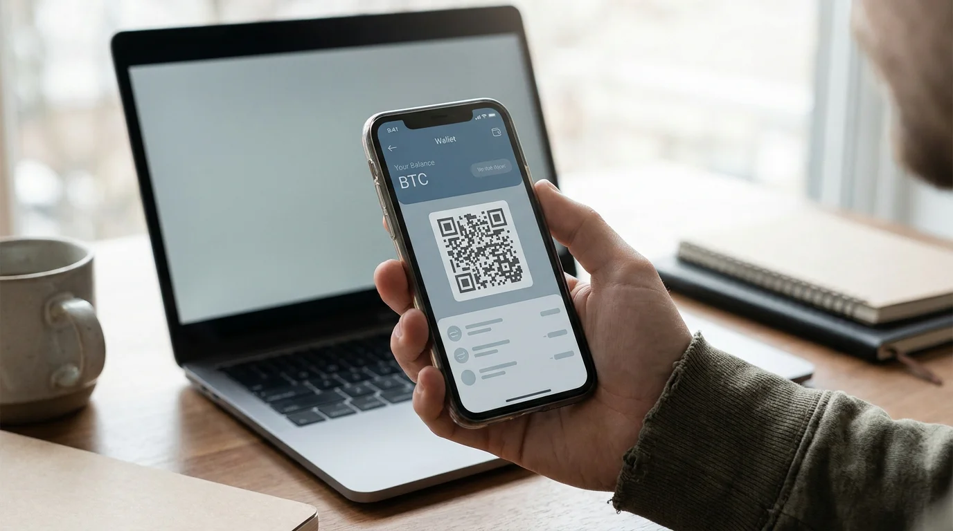 Krypto-Wallet auf dem Smartphone vor der USDT-Einzahlung im Casino